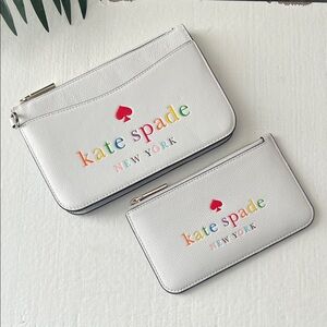 Kate Spade Rainbow Logo Wristlet and wallet set